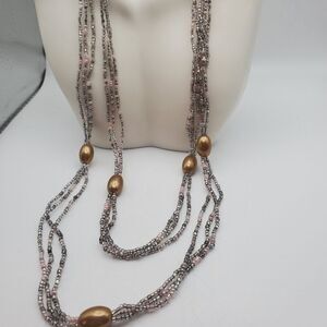 Mini seed beaded drape high fashion elegant necklace